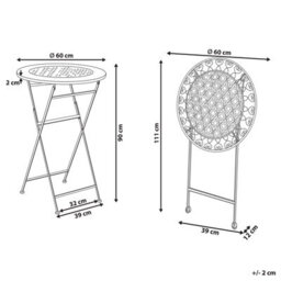 Wyld And Coco Provencal Foldable Round Bar Table Beige Iron For 2 - Compact Outdoor Balcony Table 60Cm. - thumbnail 4