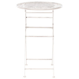 Wyld And Coco Provencal Foldable Round Bar Table Beige Iron For 2 - Compact Outdoor Balcony Table 60Cm. - thumbnail 5