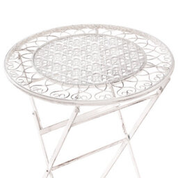 Wyld And Coco Provencal Foldable Round Bar Table Beige Iron For 2 - Compact Outdoor Balcony Table 60Cm. - thumbnail 6