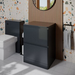 Affine Bathroom Cloakroom Vanity Unit 600mm Freestanding Cabinet Drawer Anthracite Grey - thumbnail 1