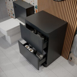 Affine Bathroom Cloakroom Vanity Unit 600mm Freestanding Cabinet Drawer Anthracite Grey - thumbnail 3