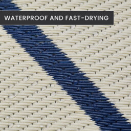 Relsy Large Garden Outdoor Rug For Patio, Royal Blue & Cream Geo-Lines Waterproof Garden Rug 160 X 230Cm - thumbnail 6