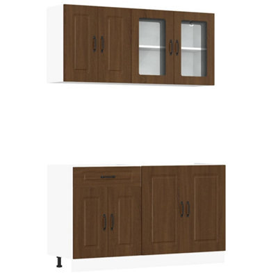 Berkfield Elegant 4 Piece Kitchen Cabinet Set Kalmar Brown Oak Engineered Wood