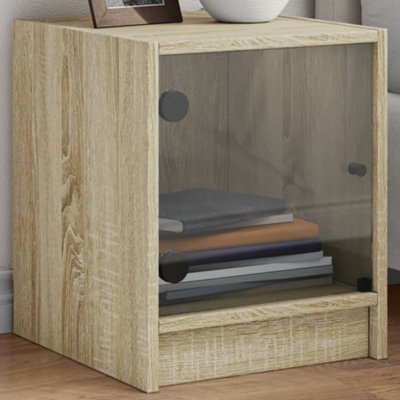Berkfield Bedside Cabinets With Glass Doors 2 Pcs Sonoma Oak 35X37X42 Cm - image 1