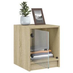 Berkfield Bedside Cabinets With Glass Doors 2 Pcs Sonoma Oak 35X37X42 Cm - thumbnail 5
