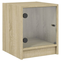 Berkfield Bedside Cabinets With Glass Doors 2 Pcs Sonoma Oak 35X37X42 Cm - thumbnail 6