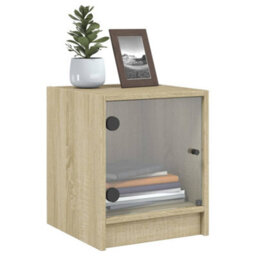 Berkfield Bedside Cabinets With Glass Doors 2 Pcs Sonoma Oak 35X37X42 Cm - thumbnail 4