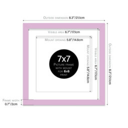 "7X7"" Lilac Picture Frame - 7X7"" Square Frame With 6X6"" Mount For 7X7""/6X6"" Pictures Vintage Style Gallery Wall, 1 Pack" - thumbnail 2