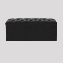 150Cm Luna Chesterfield Ottoman Storage Box - Black Plush Velvet Upholstered Blanket Box - thumbnail 1