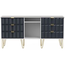 Cube Ready Assembled Matt Indigo & White Media Unit With 2 Shelves & 6 Drawers, (H)152Cm X (W)74Cm X (D)39.5Cm - thumbnail 2