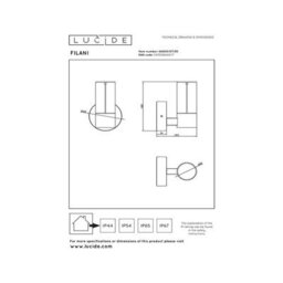 Lucide Filani 168 Led Outdoor Wall Light Black - thumbnail 5