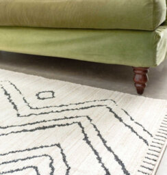 Loomed Cream Black Moroccan Berber Diamond Geometric Living Area Rug 120X170Cm - thumbnail 3