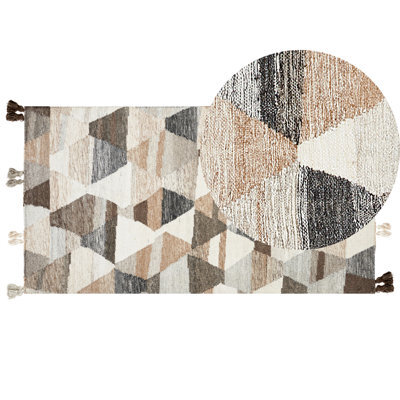 Beliani Rug Argavand Beige 80 X 150 Cm Wool Kilim - image 1