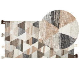 Beliani Rug Argavand Beige 80 X 150 Cm Wool Kilim - thumbnail 1