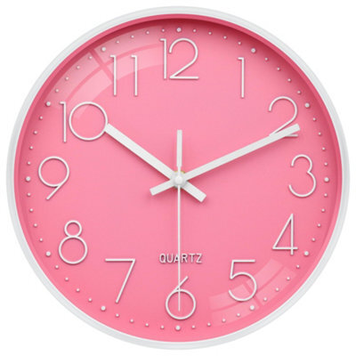 1 Pack Pink Wall Clock 30Cm Silent No Ticking Battery Operated Modern Decorative Design For Children, Living Room, Bedroom - image 1