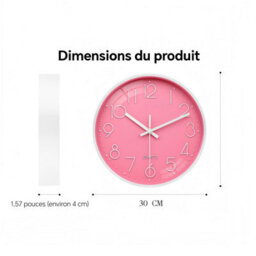 1 Pack Pink Wall Clock 30Cm Silent No Ticking Battery Operated Modern Decorative Design For Children, Living Room, Bedroom - thumbnail 4
