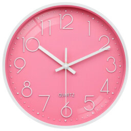 1 Pack Pink Wall Clock 30Cm Silent No Ticking Battery Operated Modern Decorative Design For Children, Living Room, Bedroom