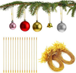 Pack Of 200 Christmas Ball Hooks, Rope Hooks For Christmas Tree Decorations With Lock, Hanging Decorations, Gold - thumbnail 1