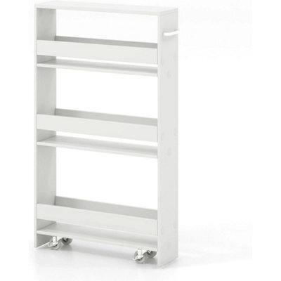 4-Tier Kitchen Storage Cart White Rolling Utility Trolley Organizer - image 1