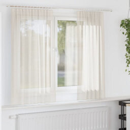 Berkfield Durable Voile Curtains With Rod Pockets 2 Pcs Cream - thumbnail 2