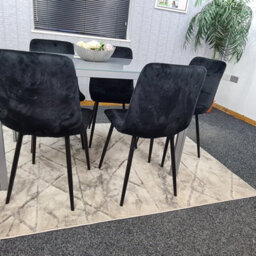 Kosy Koala Grey Dining Table And 4 Black Velvet Chairs Kitchen Dining Set Of 4 Glass Table - thumbnail 4