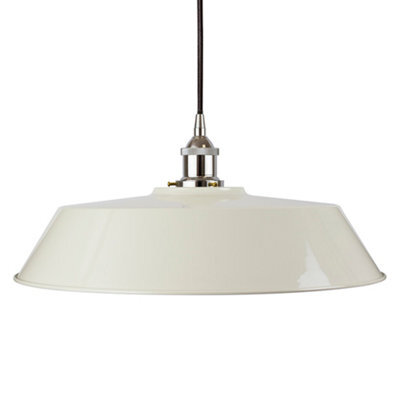 Clay White Large Chancery Painted Dome Pendant Light With Nickel Lamp Holder And Black Round Cable - Se Home - image 1