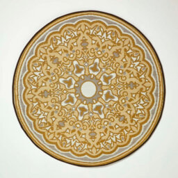Homescapes Luxury Round Outdoor Rug Waterproof Reversible For Garden Patio, 180 Cm, Seamless, Yellow, 100% Recycled, Rae