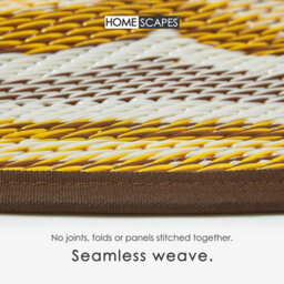 Homescapes Luxury Round Outdoor Rug Waterproof Reversible For Garden Patio, 180 Cm, Seamless, Yellow, 100% Recycled, Rae - thumbnail 4