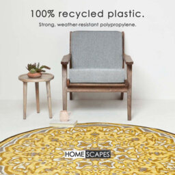 Homescapes Luxury Round Outdoor Rug Waterproof Reversible For Garden Patio, 180 Cm, Seamless, Yellow, 100% Recycled, Rae - thumbnail 3