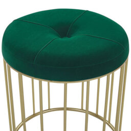 Beliani Nesting Pouffes Set Of 2 Dark Green Velvet With Gold Iron Base, Tufted Button Detail, No Assembly - thumbnail 4