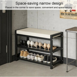 2-Tier Shoe Bench Shoe Storage Rack Cabinet Organiser With Cushion Padded Seat - thumbnail 6