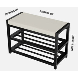 2-Tier Shoe Bench Shoe Storage Rack Cabinet Organiser With Cushion Padded Seat - thumbnail 2