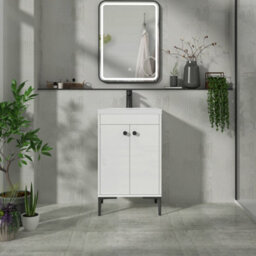 Royal Bathrooms Verona 500mm Gloss White Floor Standing Bathroom Vanity Unit 2 Door With Mid-Edge Basin & Matt Black Knob - thumbnail 4