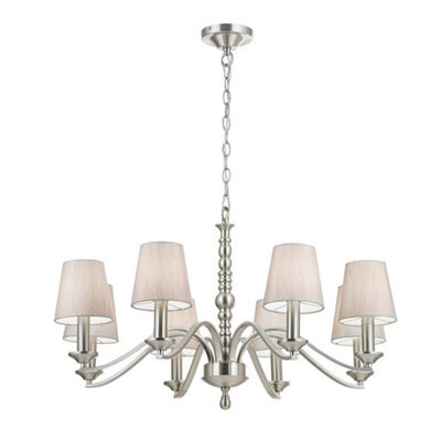 Luminosa Lighting Luminosa Astaire 8 Light Multi Arm Chandelier Satin Nickel Finish, E14