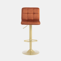 Ohs 2 X Velvet Adjustable Bar Stool Swivel Pub Seat Kitchen Counter Chair - Rust/gold - thumbnail 2