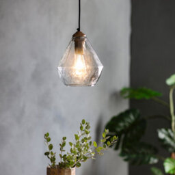 Anson Lighting Lynam Gold Brushed Antique Effect And Clear Glass Single Light Ceiling Pendant