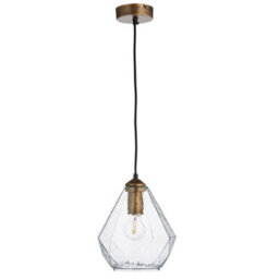 Anson Lighting Lynam Gold Brushed Antique Effect And Clear Glass Single Light Ceiling Pendant - thumbnail 3