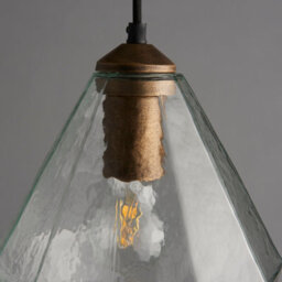 Anson Lighting Lynam Gold Brushed Antique Effect And Clear Glass Single Light Ceiling Pendant - thumbnail 8
