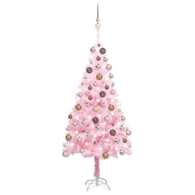 Berkfield Artificial Christmas Tree With Leds&ball Set Pink 120 Cm Pvc - image 1