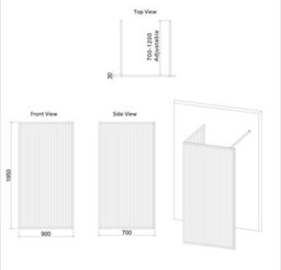 Royal Bathrooms Luxor 2 Sided Walk In Wet Room Fluted Shower Enclosure With 1400 X 700mm Stone Tray & Chrome Frame 8mm Easy Clean Glass - thumbnail 8