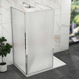 Royal Bathrooms Luxor 2 Sided Walk In Wet Room Fluted Shower Enclosure With 1400 X 700mm Stone Tray & Chrome Frame 8mm Easy Clean Glass - thumbnail 4