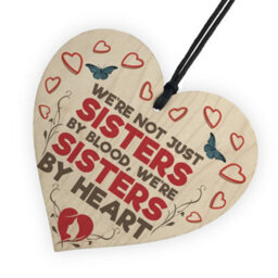 Red Ocean Not Sisters By Blood Sisters By Heart Hanging Plaque Heart Gift - thumbnail 6