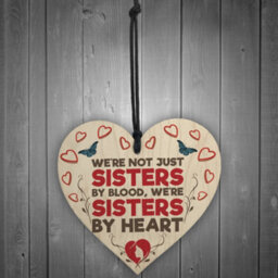 Red Ocean Not Sisters By Blood Sisters By Heart Hanging Plaque Heart Gift - thumbnail 2