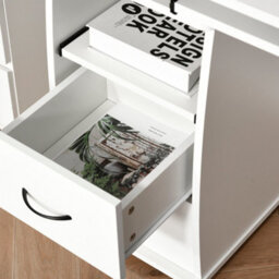 Wyld Haus Risaso 120Cm White Office Desk With Sliding Keyboard Tray, 2 Drawers And Shelving - thumbnail 8