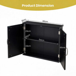 Costway Bathroom Mirror Cabinet 2-Door Wall Cabinet Wooden Meidcine Cabinet-Black - thumbnail 4