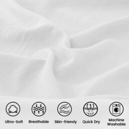 Bedlooms White Cotton Duvet Cover Set, Breathable & Anti-Allergic Bedding Pack, Super King 260X220Cm - thumbnail 4