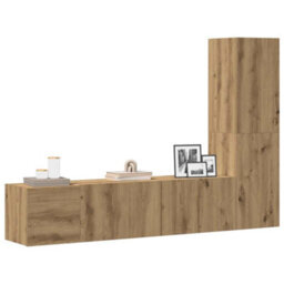 Berkfield Wall Mounted Tv Cabinets 3 Pcs Artisan Oak Engineered Wood - thumbnail 1