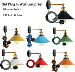 2 Pack Of Retro Wall Light Plug-In Wall Lamp Metal With Dimmer Switch - thumbnail 6