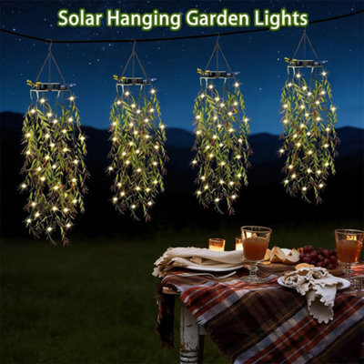 Amorly 4 Pack Solar Hanging Garden Lights,led Artificial Willow Leaf Solar String Lights,ip65 Waterproof Decorative Lights For Garden - image 1