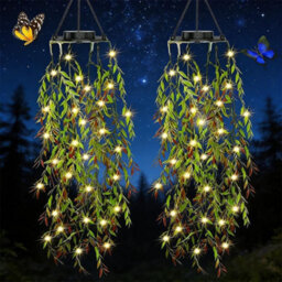Amorly 4 Pack Solar Hanging Garden Lights,led Artificial Willow Leaf Solar String Lights,ip65 Waterproof Decorative Lights For Garden - thumbnail 2
